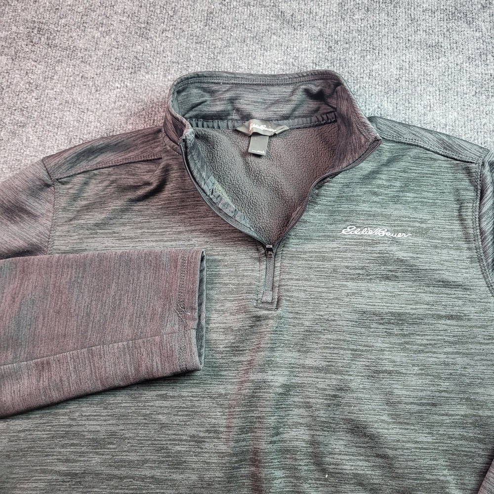 Eddie Bauer Mens Large Gray Heathered Quarter Zip Fleece Pullover EM32UK176P